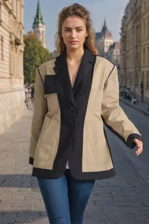 Long Sleeve Patchwork Button Jackets