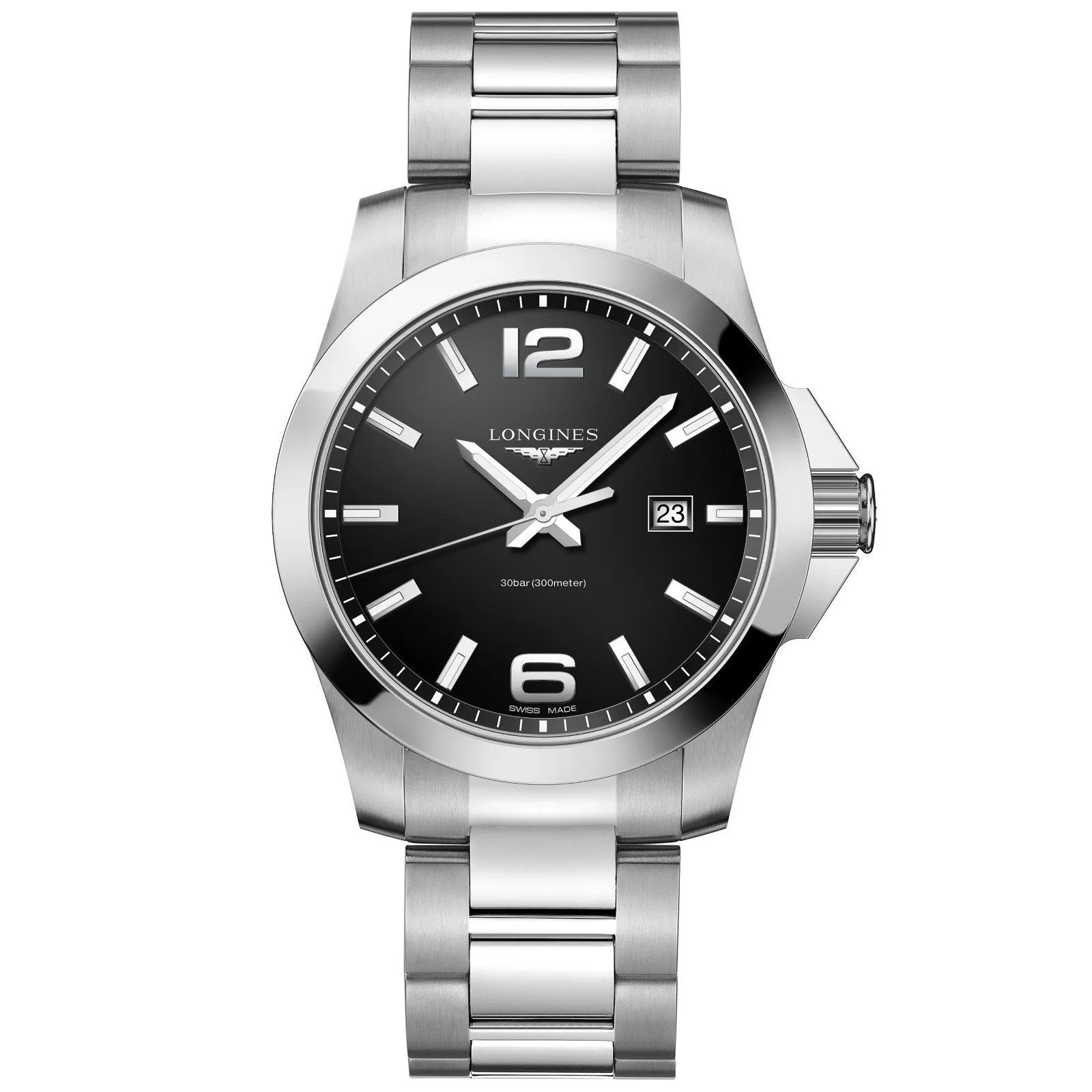 LONGINES CONQUEST 43MM WATCH BLACK STEEL ACCORD L3.760.4.56.6