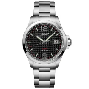 Longines CONQUEST V.H.P. 43mm Carbon Black Steel Quartz L3.726.4.66.6