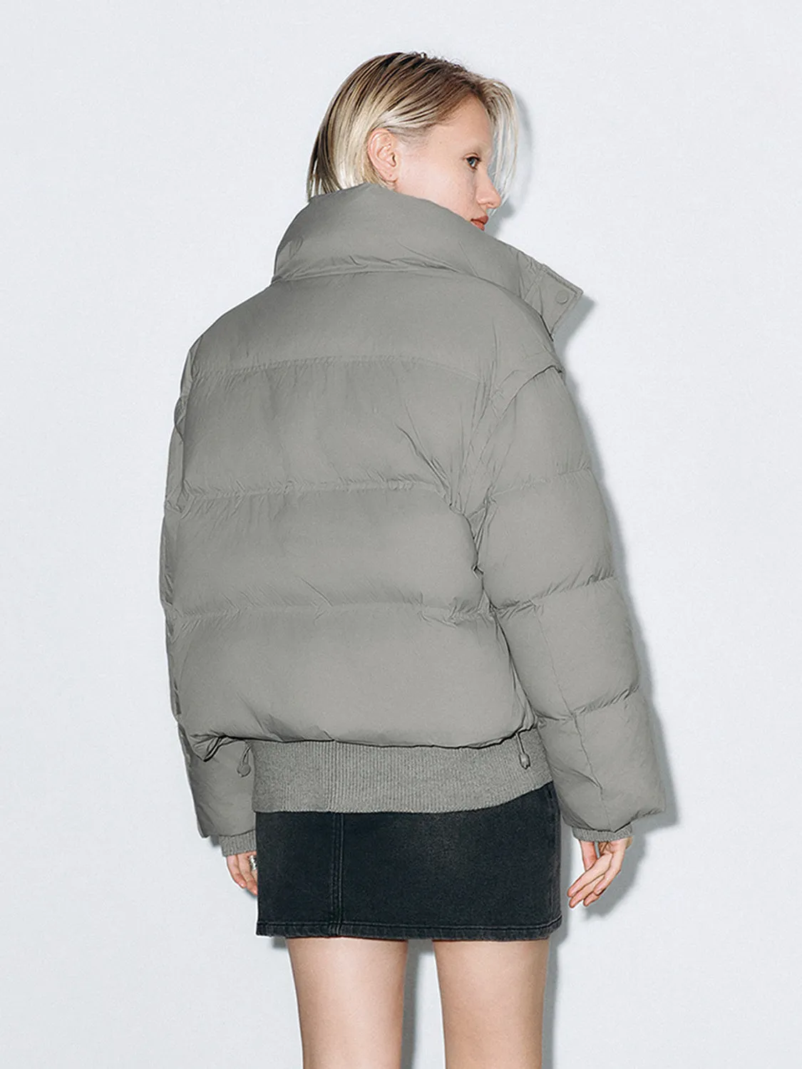 Loose Zip Front Puffer Jackets