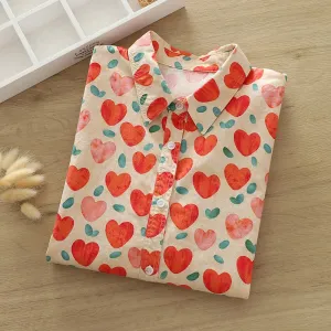 Love Print Orange Top Girl Long Sleeve