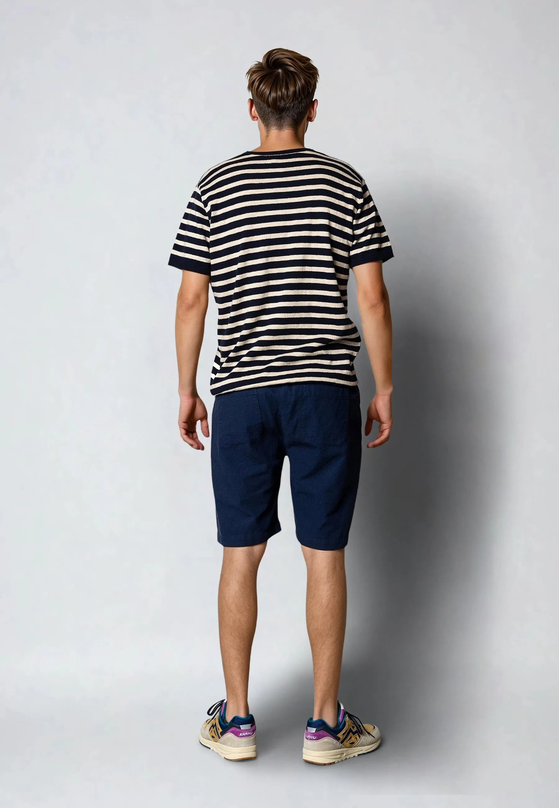 Luca cotton/linen shorts - Navy
