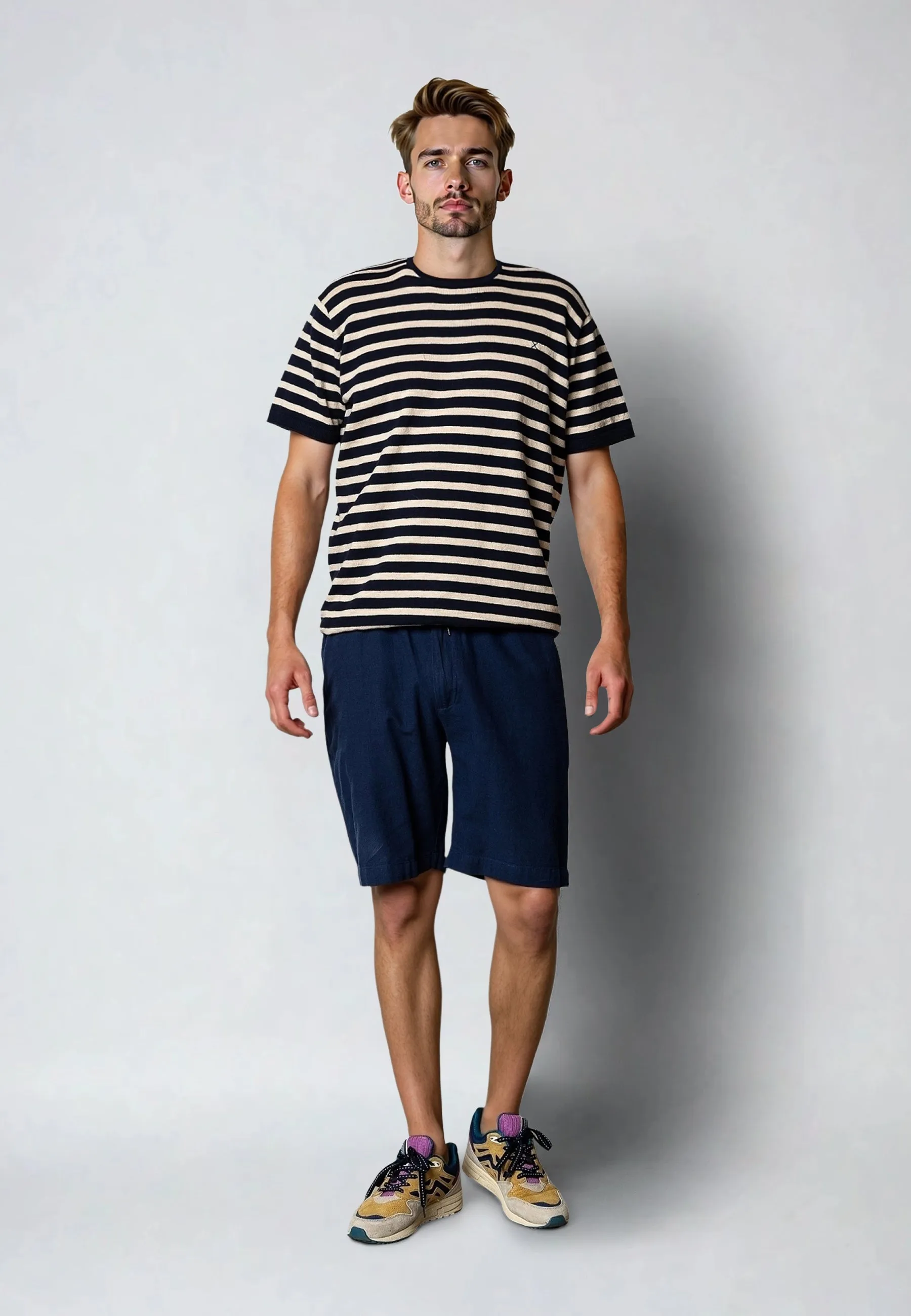 Luca cotton/linen shorts - Navy