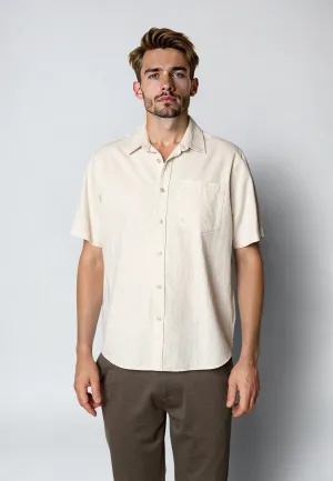 Luca cotton/linen S/S shirt - Light beige