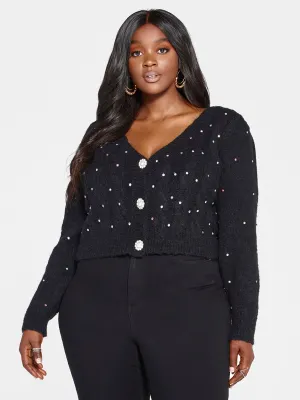 Lucy Rhinestone Cropped Cardigan