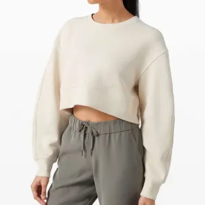 Lululemon Soft Ambitions Crop Crew in Heathered Beech Wood