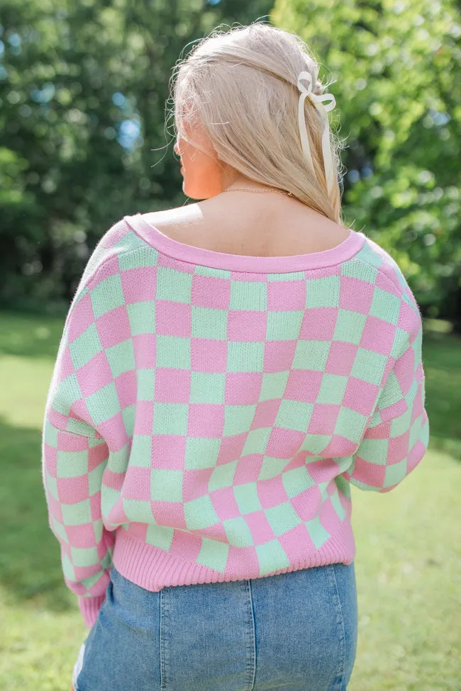 Making Memories In Watermelon Crawl Cropped Checkered Cardigan FINAL SALE