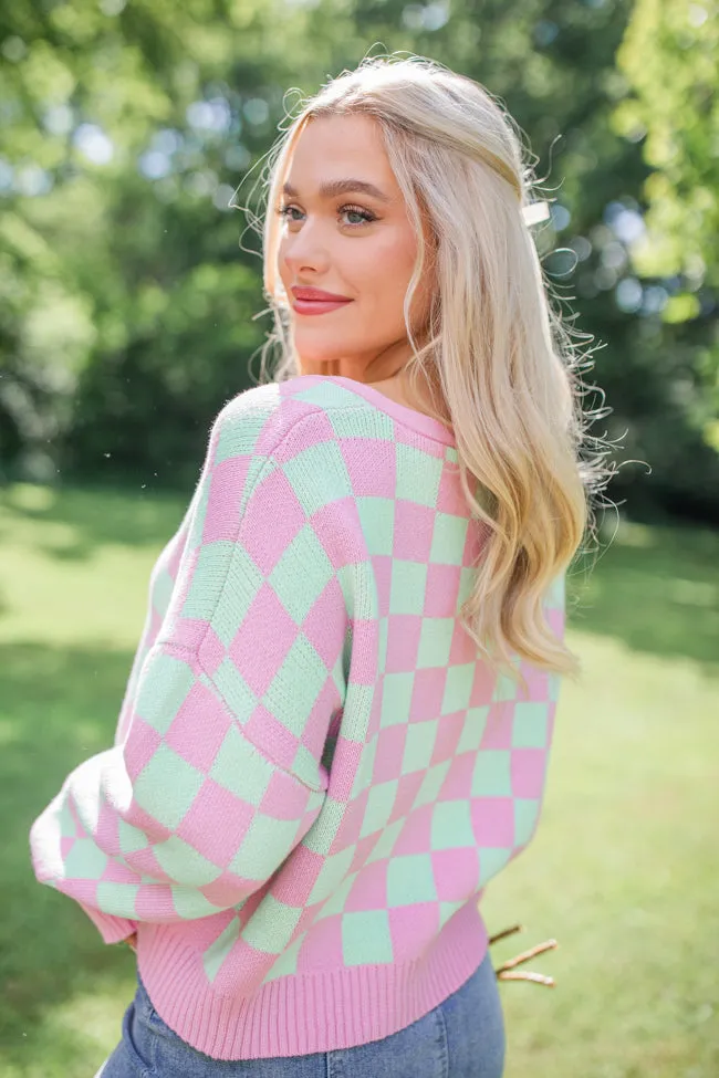 Making Memories In Watermelon Crawl Cropped Checkered Cardigan FINAL SALE