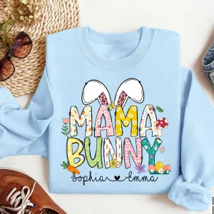 Mama Bunny Sweatshirt, Custom Mama Crewneck, Personalized Mom Shirt, Kids Names Shirt, Easter Mom Shirt, Gift For Mom, Easter Gift, Easter Shirt