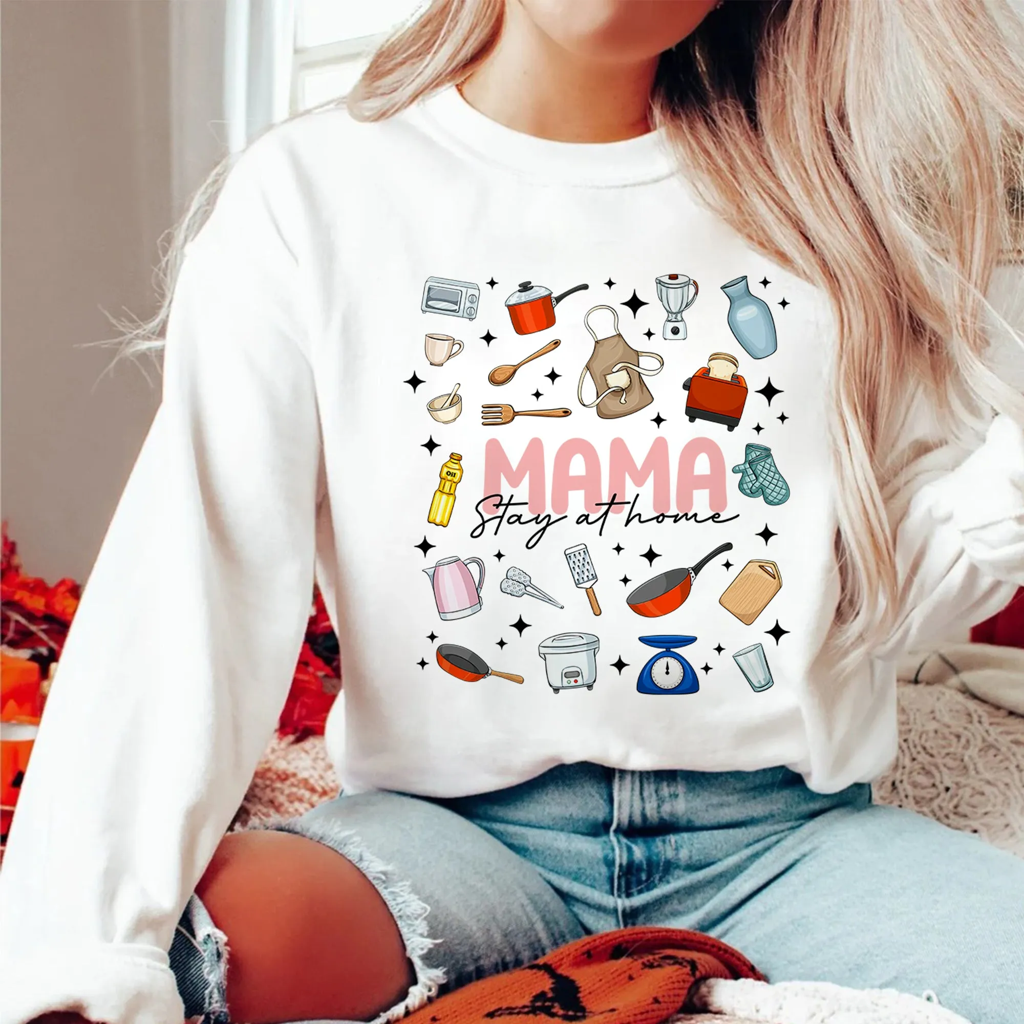 Mama Stay At Home Sweatshirt, Mothers Day Crewneck, Motherhood T-Shirt, Mothers Day Gift, Grandchildren Gift, Mom Cute T-Shirt, Nana Cute Gift