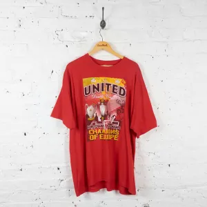 Manchester United 2008 Double Winners T Shirt - Red - XXL