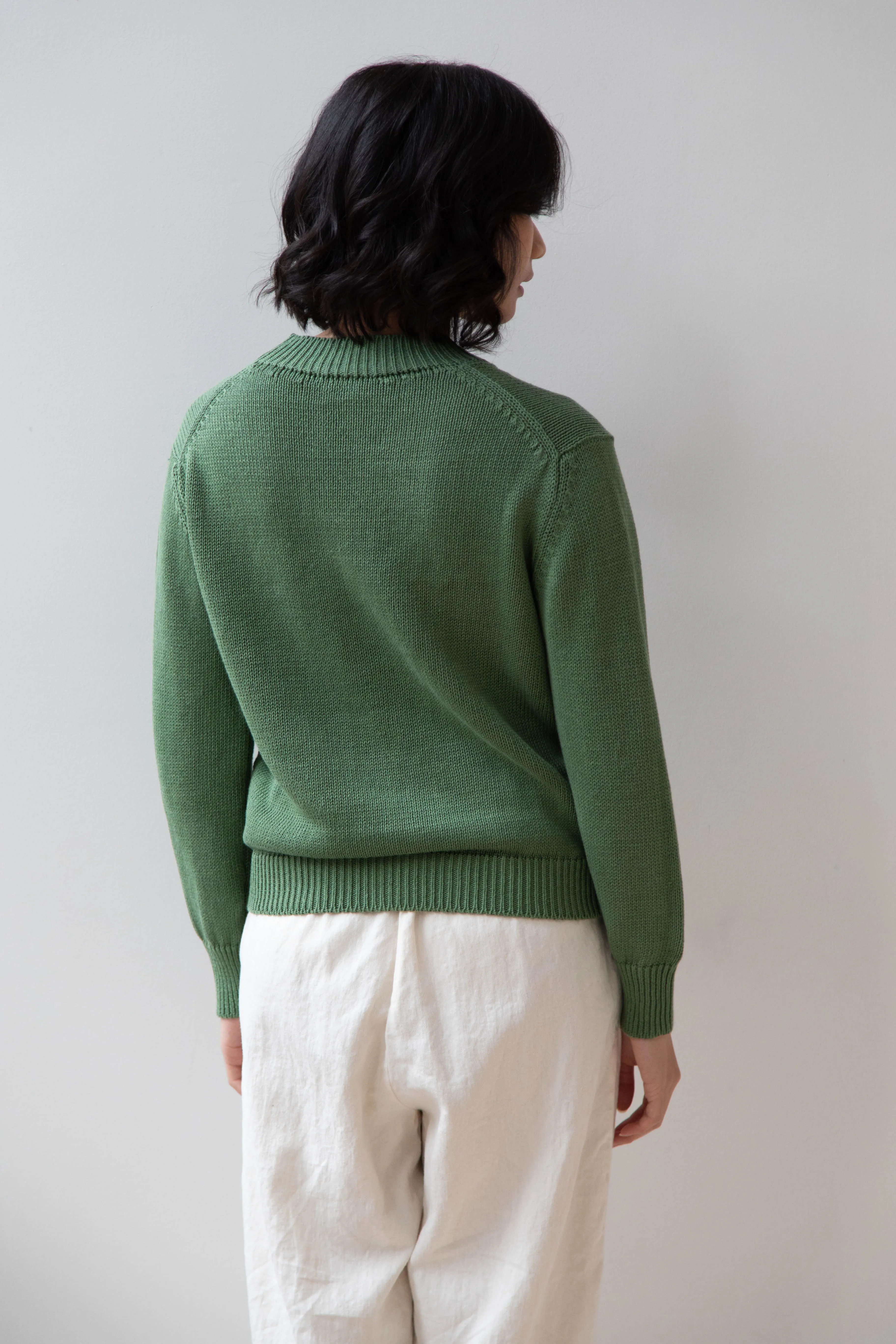 Margaret Howell | Chunky Crew Neck Jumper in Watercress
