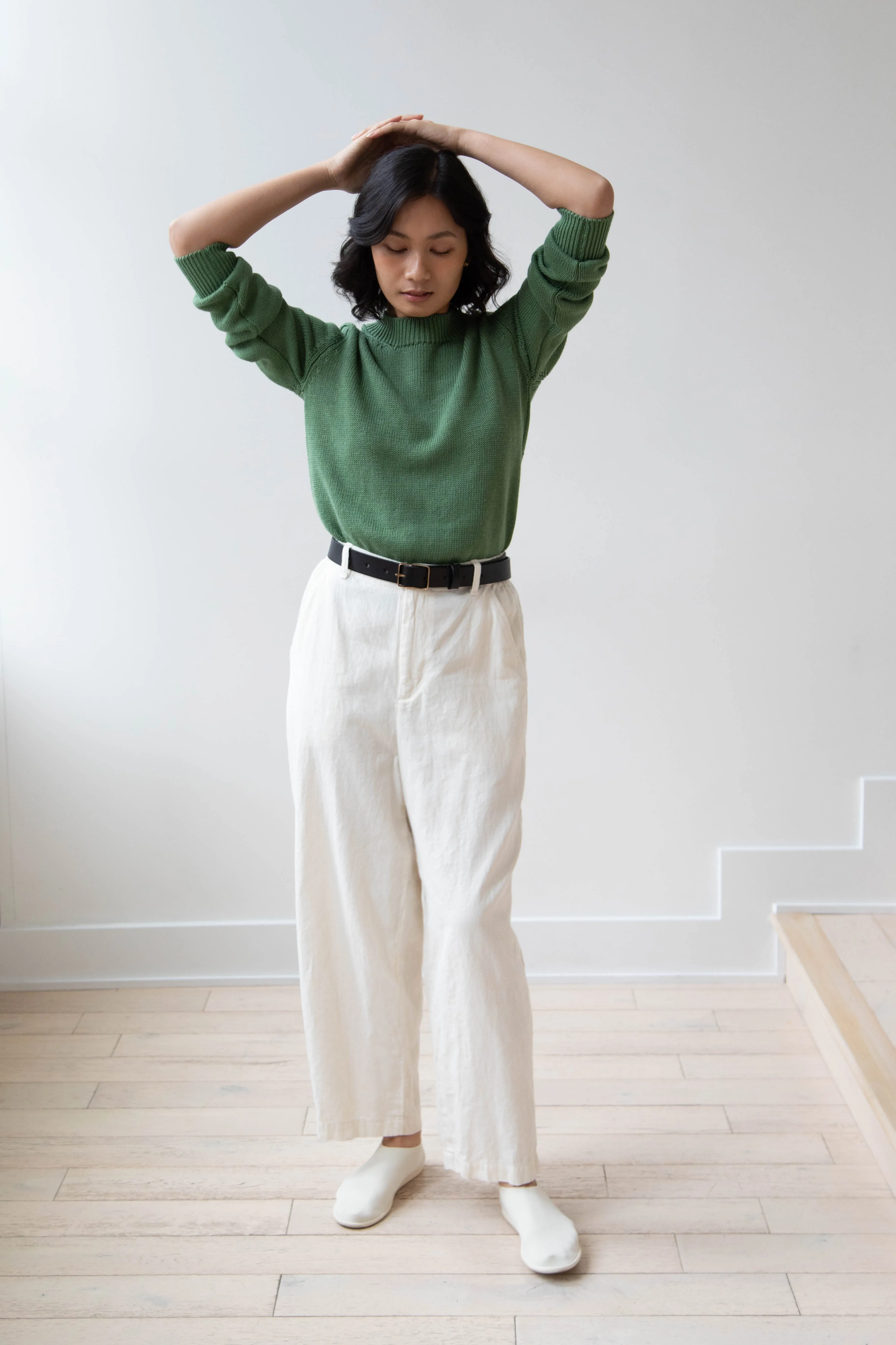 Margaret Howell | Chunky Crew Neck Jumper in Watercress
