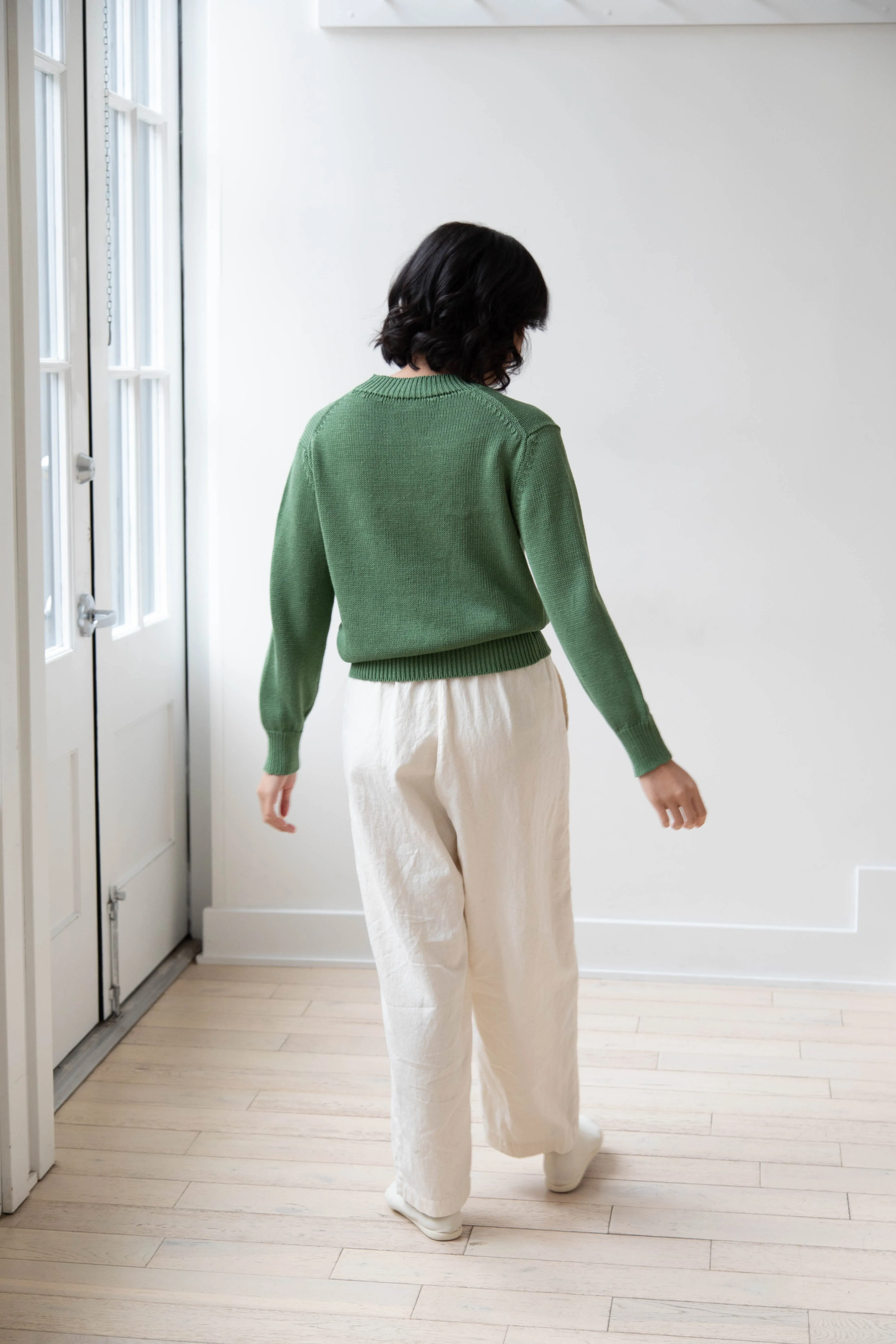 Margaret Howell | Chunky Crew Neck Jumper in Watercress
