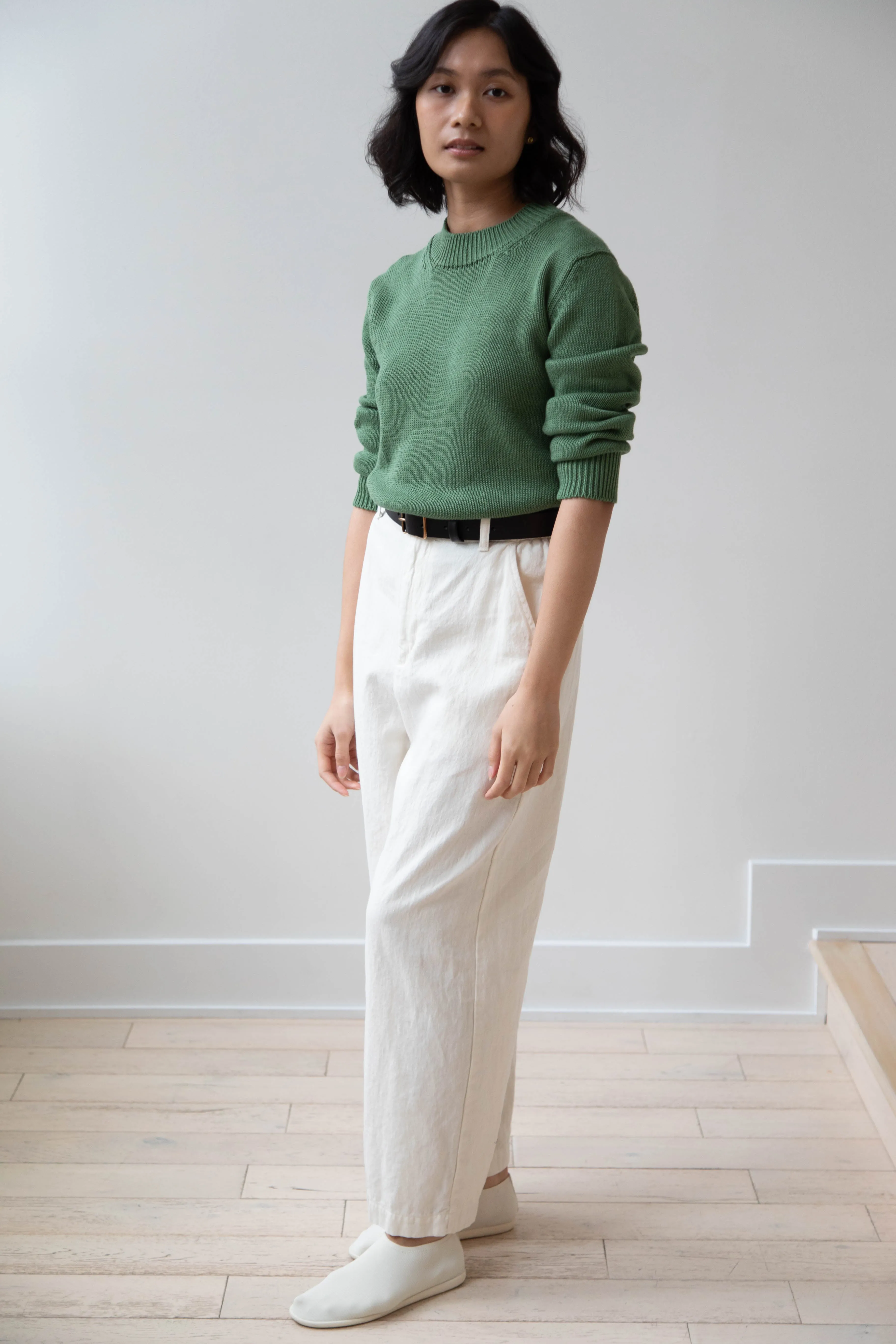 Margaret Howell | Chunky Crew Neck Jumper in Watercress