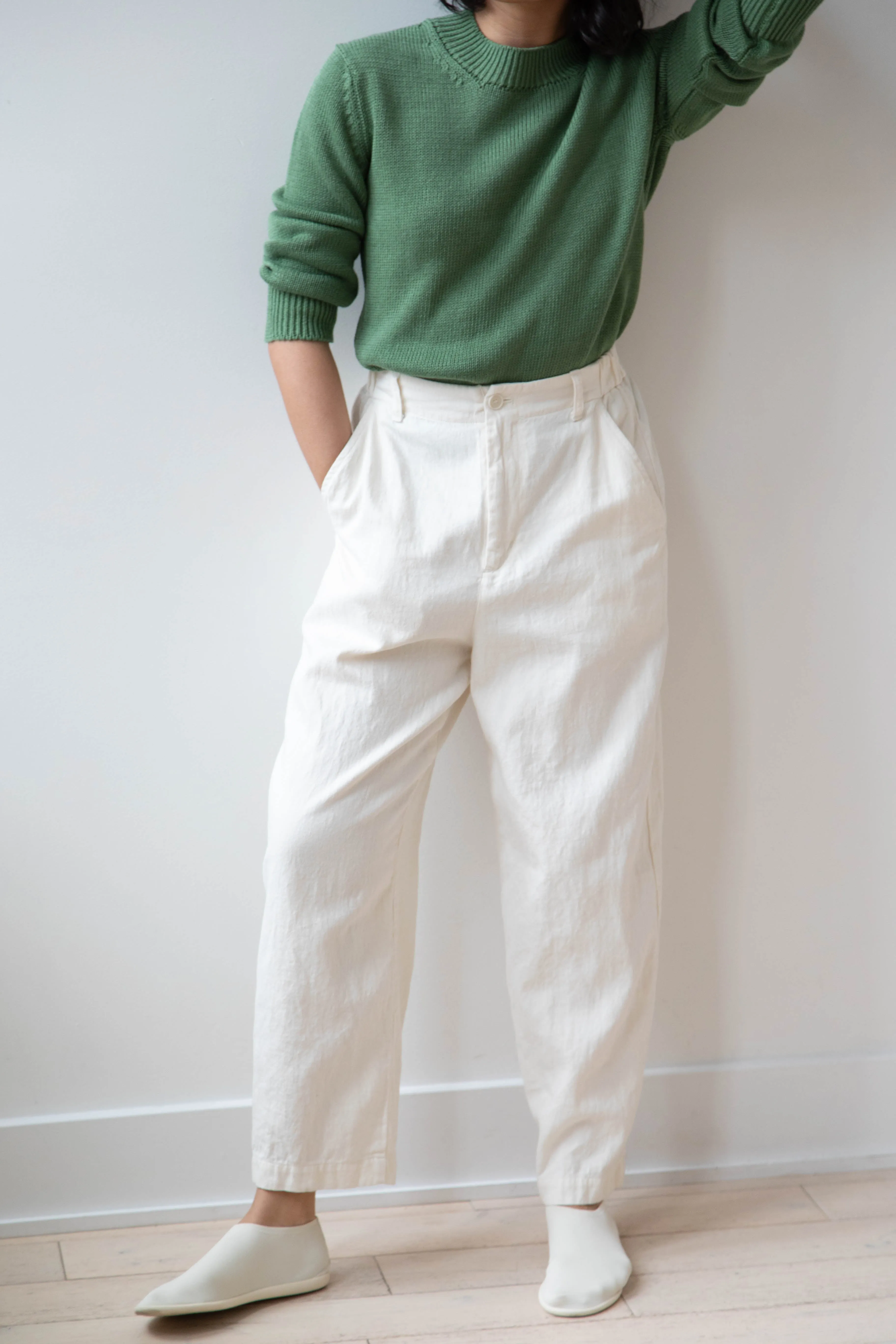 Margaret Howell | Chunky Crew Neck Jumper in Watercress