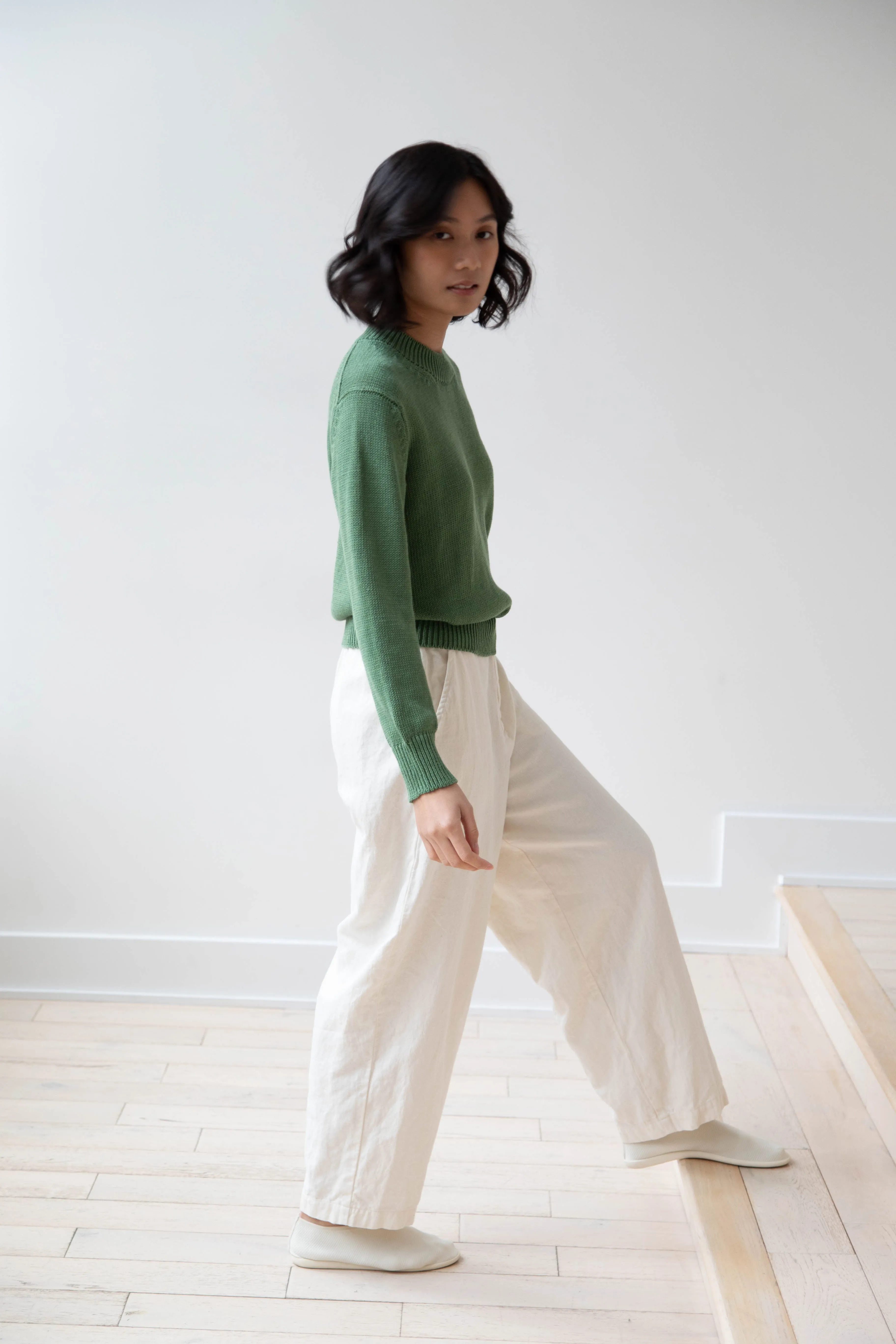 Margaret Howell | Chunky Crew Neck Jumper in Watercress
