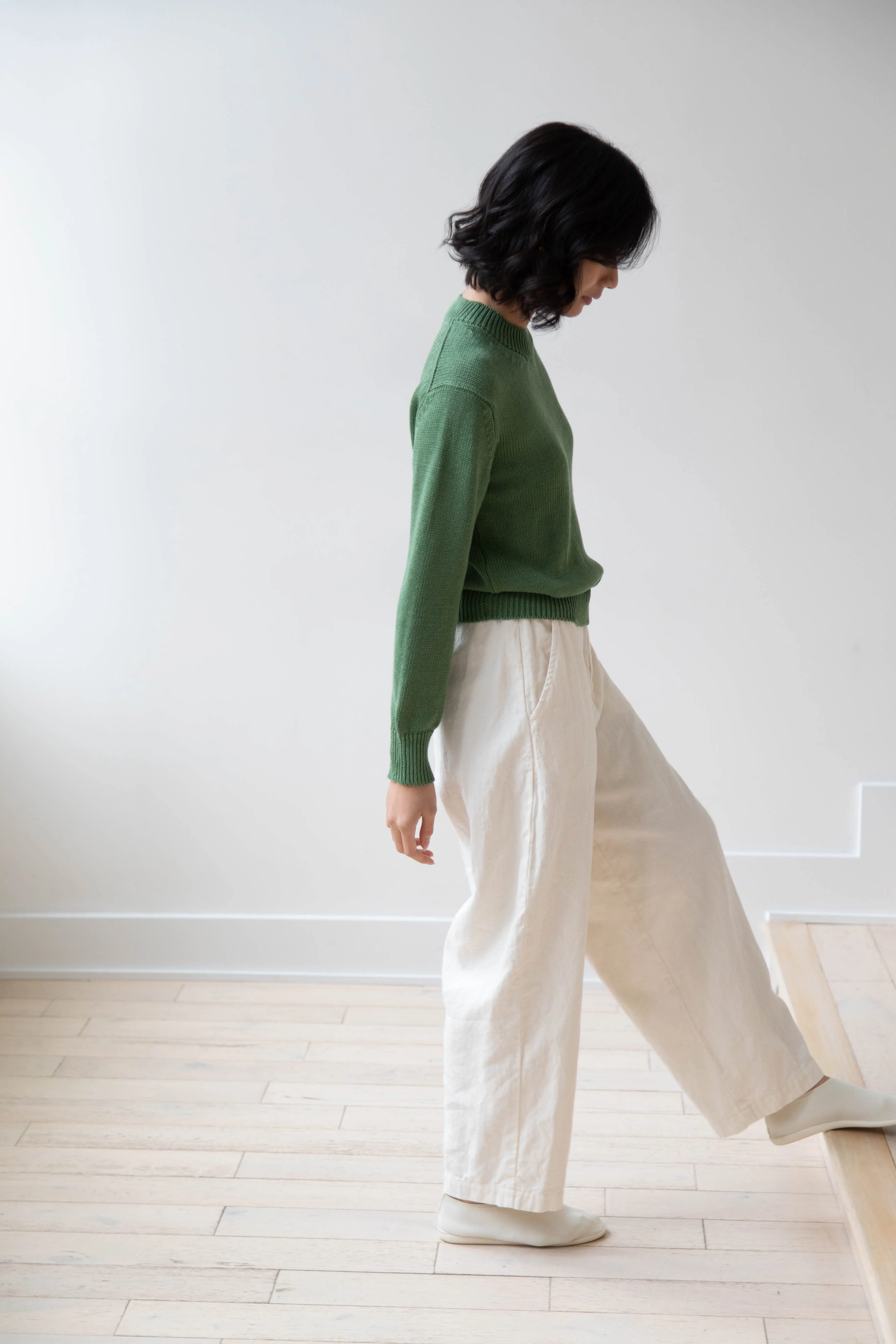 Margaret Howell | Chunky Crew Neck Jumper in Watercress