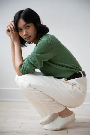 Margaret Howell | Chunky Crew Neck Jumper in Watercress