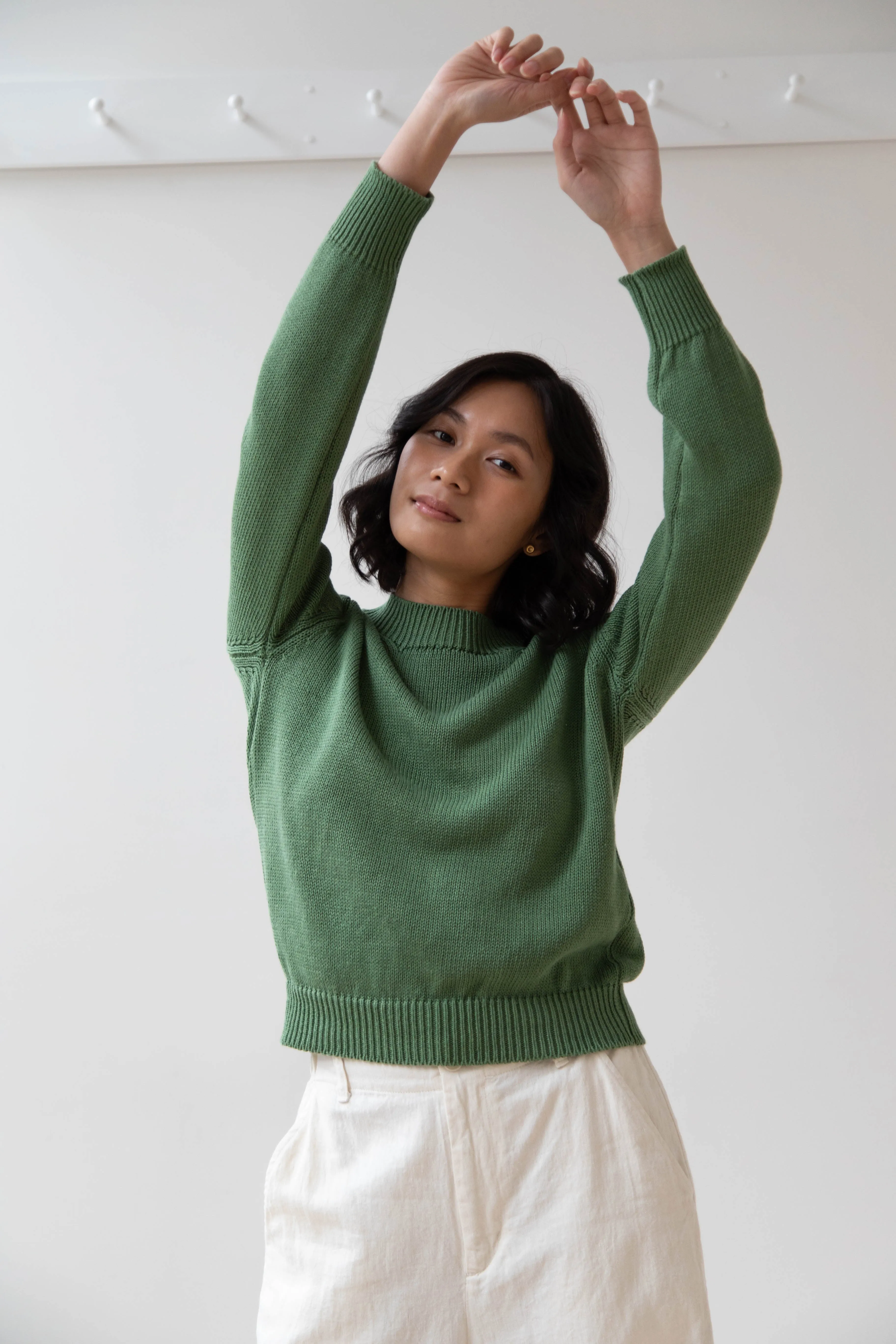 Margaret Howell | Chunky Crew Neck Jumper in Watercress