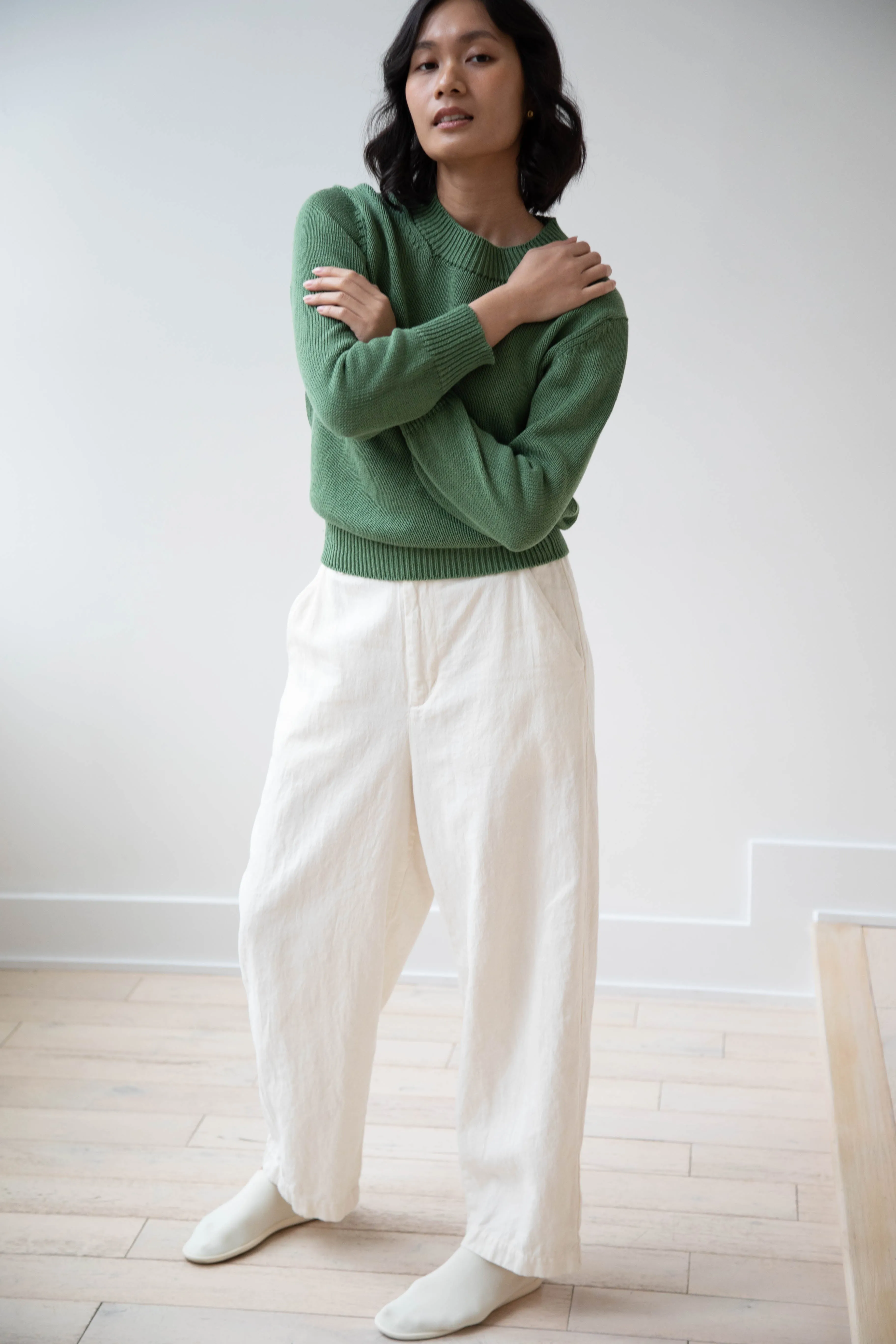 Margaret Howell | Chunky Crew Neck Jumper in Watercress