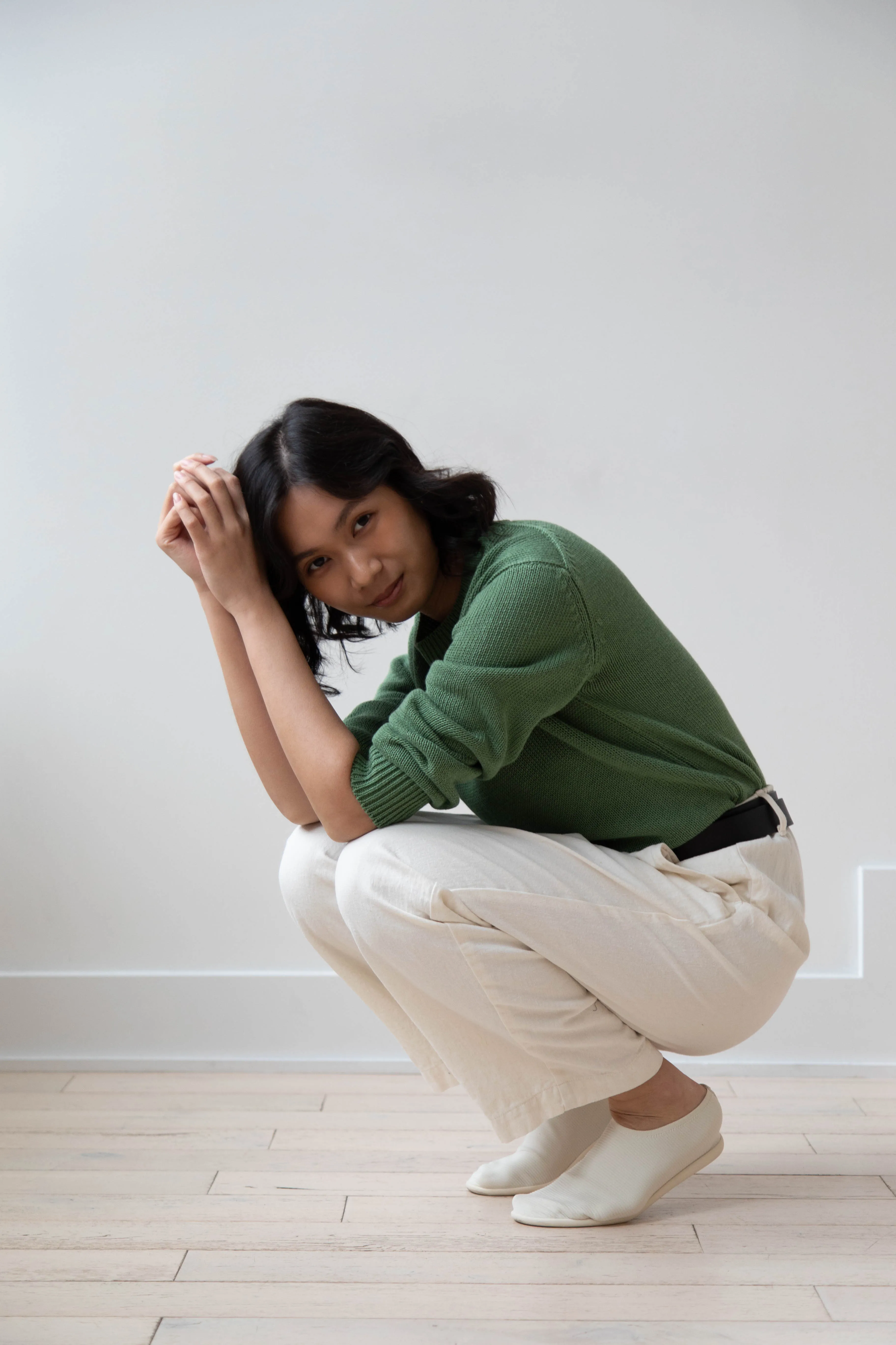 Margaret Howell | Chunky Crew Neck Jumper in Watercress
