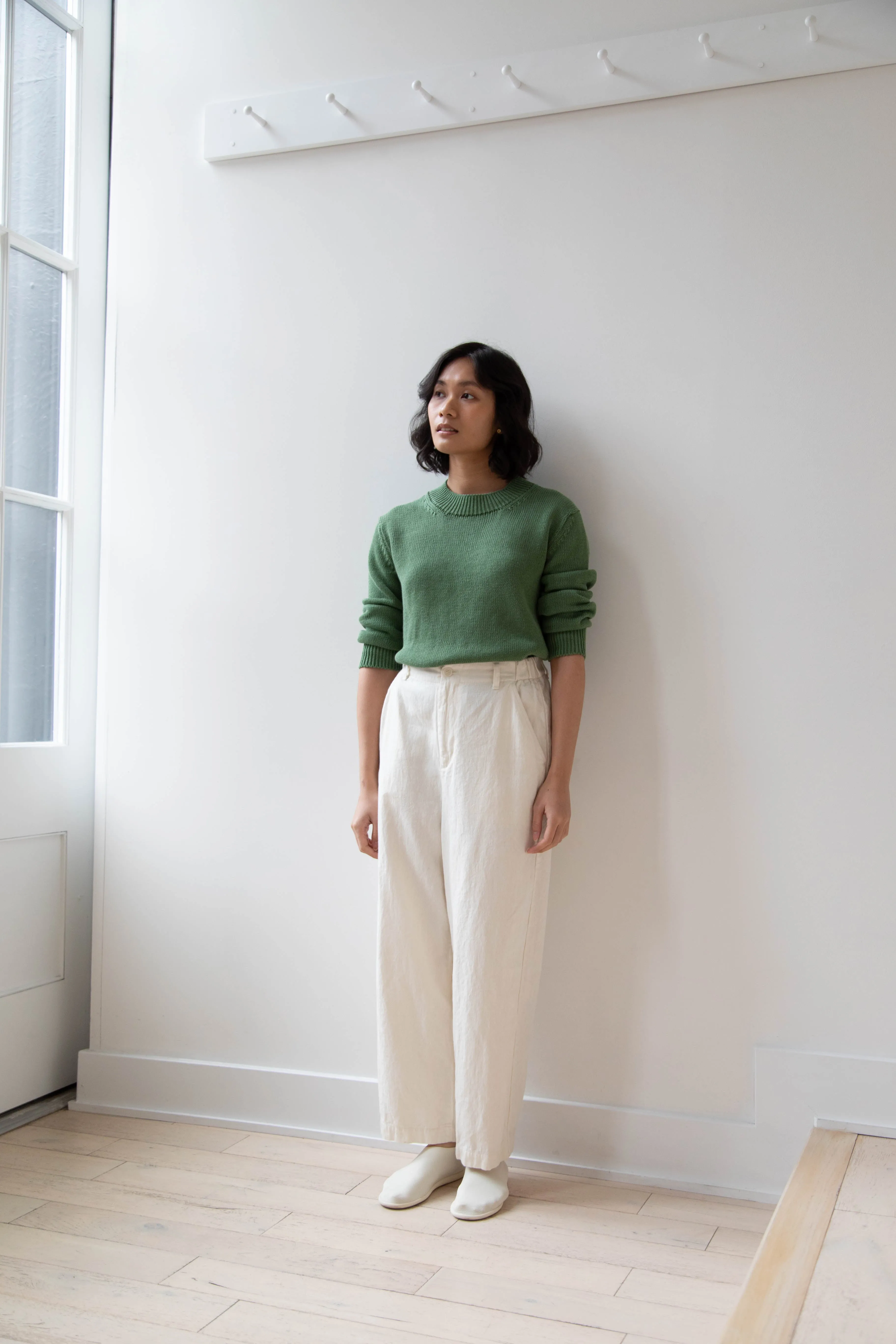 Margaret Howell | Chunky Crew Neck Jumper in Watercress