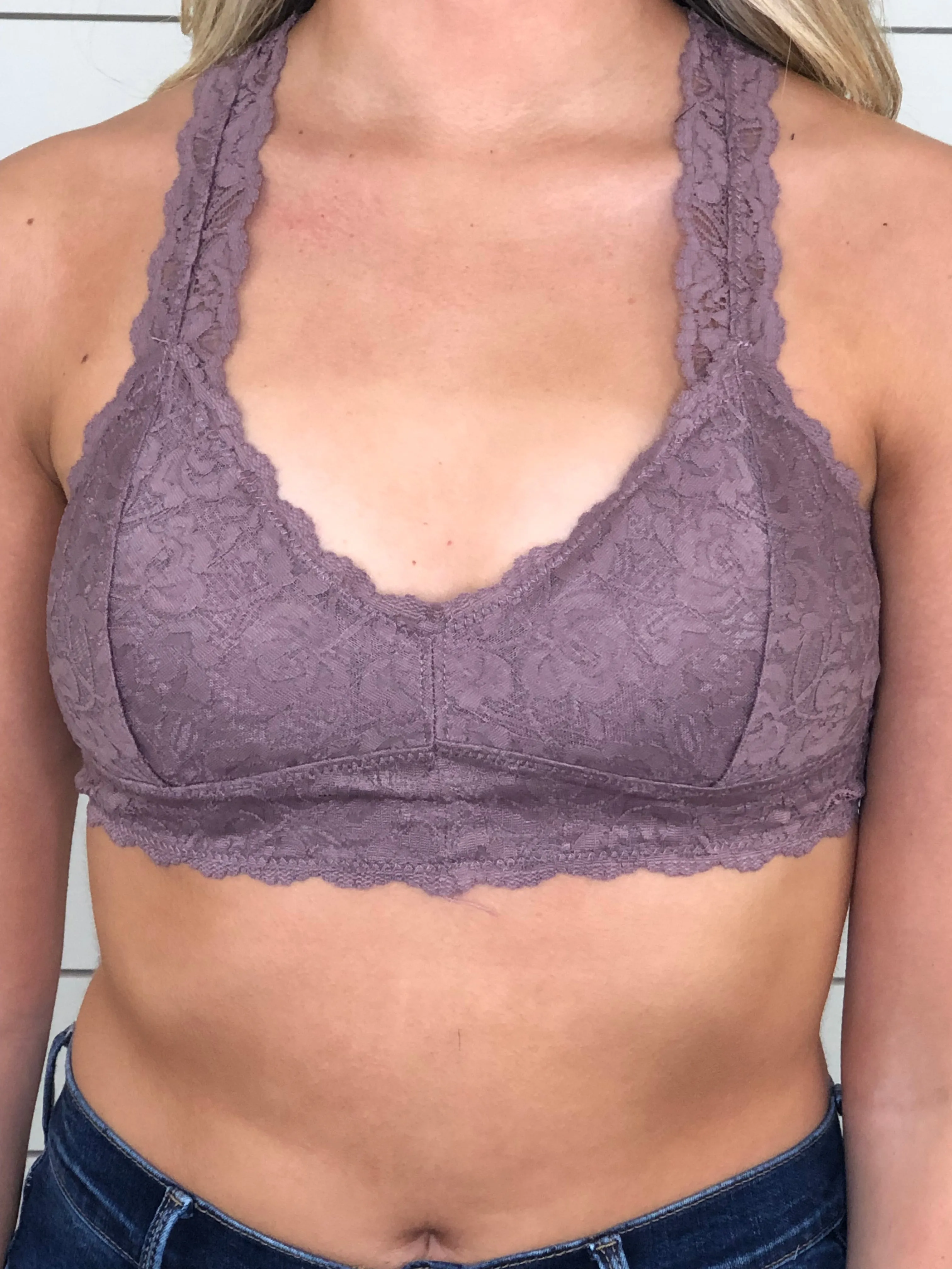 Mauve Lace Racerback Bralette