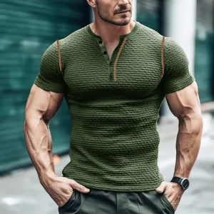 Men's Sports Slim Fit Short Sleeve Henley T-Shirt