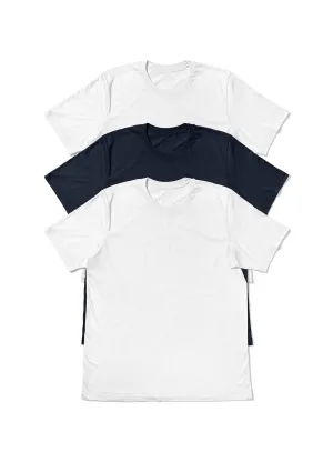 Mens T-Shirts Nautical Bundle 3 Pack Navy & White