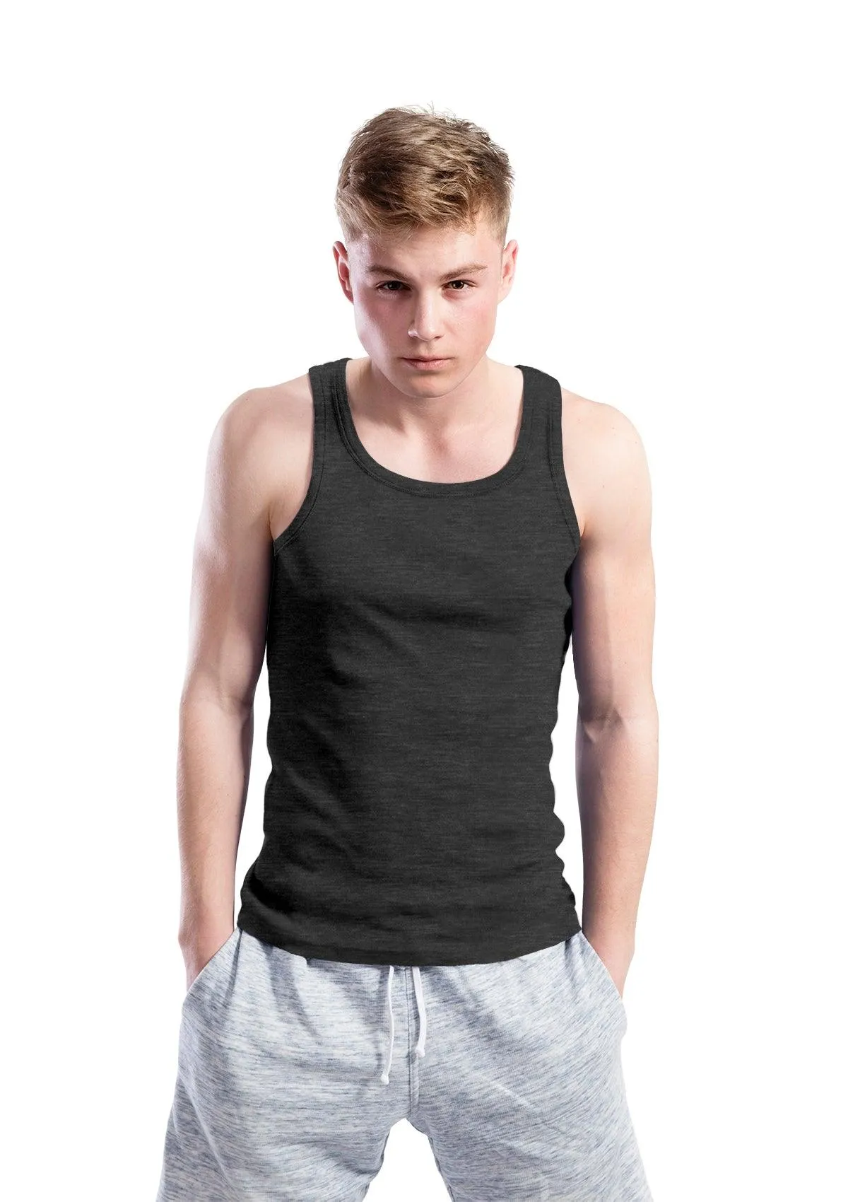 Mens Tank T-Shirts Deep Gray Heather