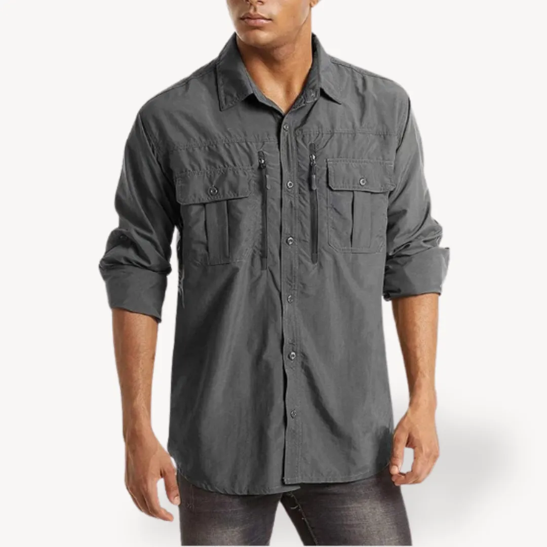 Men’s Utility Shirt – Button-Up – Multi Pocket – Outdoor Style – Long Sleeves