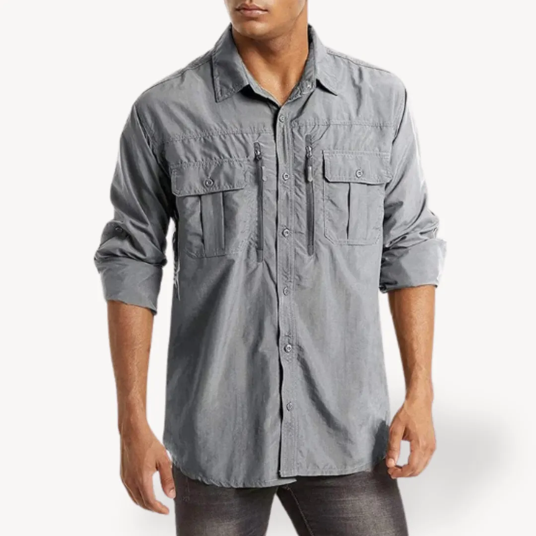 Men’s Utility Shirt – Button-Up – Multi Pocket – Outdoor Style – Long Sleeves