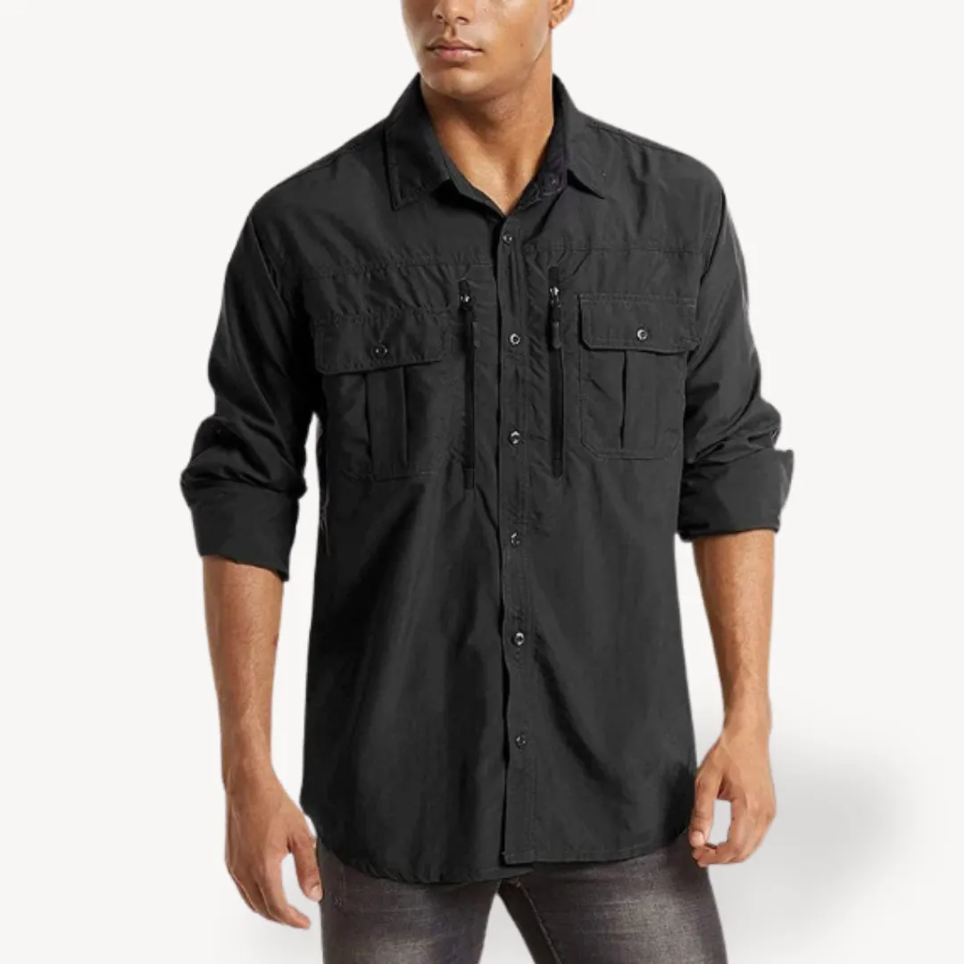 Men’s Utility Shirt – Button-Up – Multi Pocket – Outdoor Style – Long Sleeves