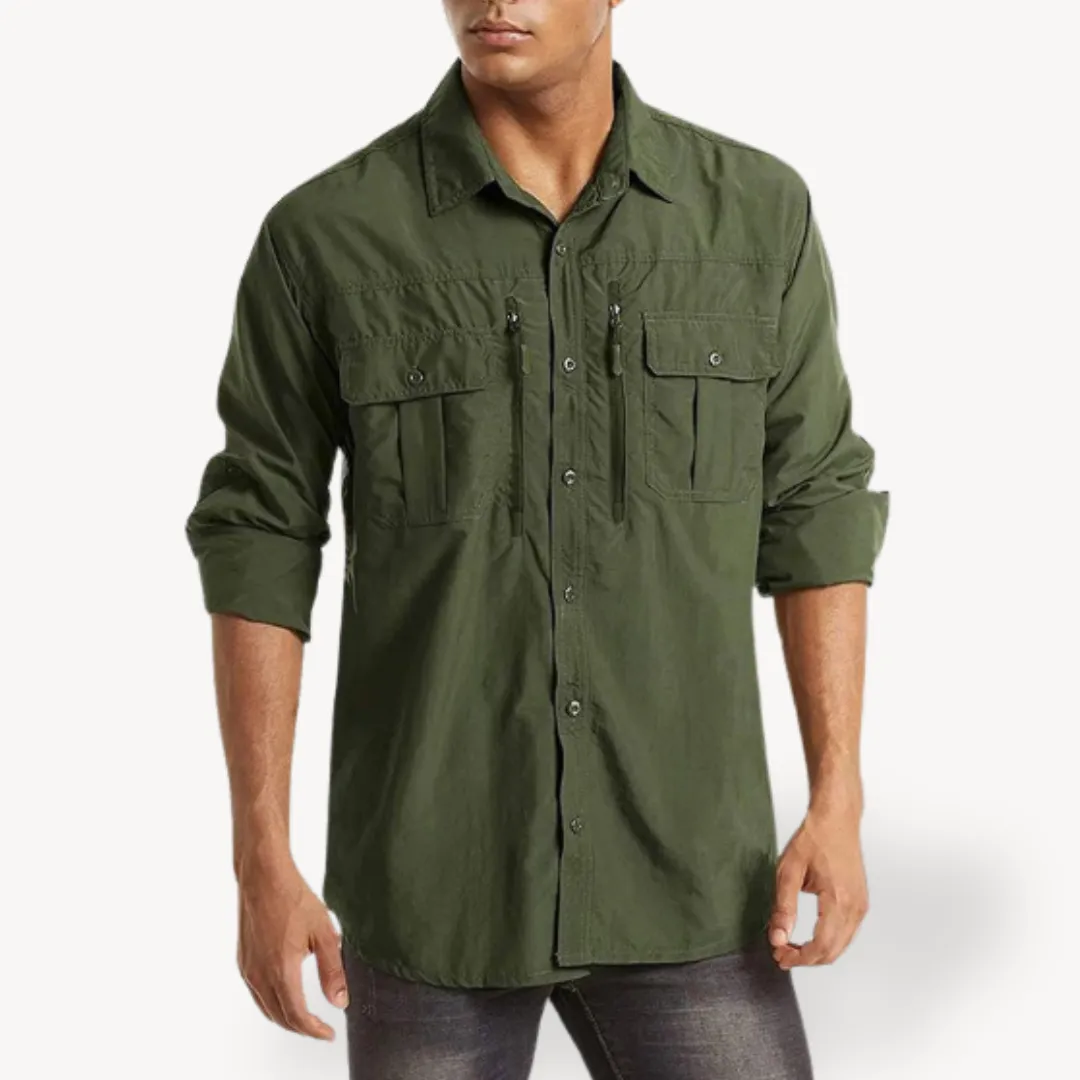 Men’s Utility Shirt – Button-Up – Multi Pocket – Outdoor Style – Long Sleeves