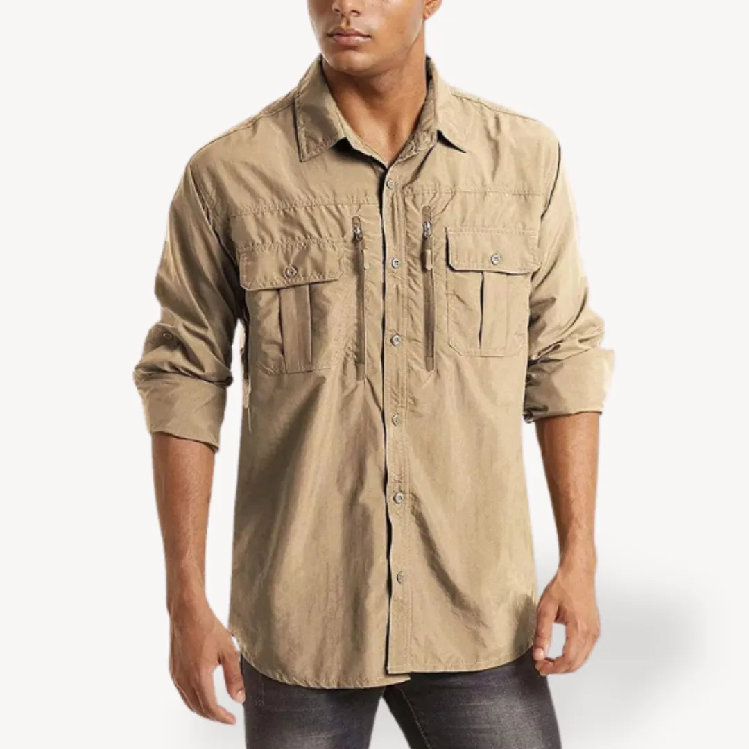 Men’s Utility Shirt – Button-Up – Multi Pocket – Outdoor Style – Long Sleeves
