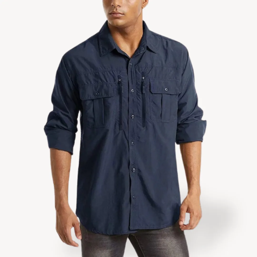 Men’s Utility Shirt – Button-Up – Multi Pocket – Outdoor Style – Long Sleeves