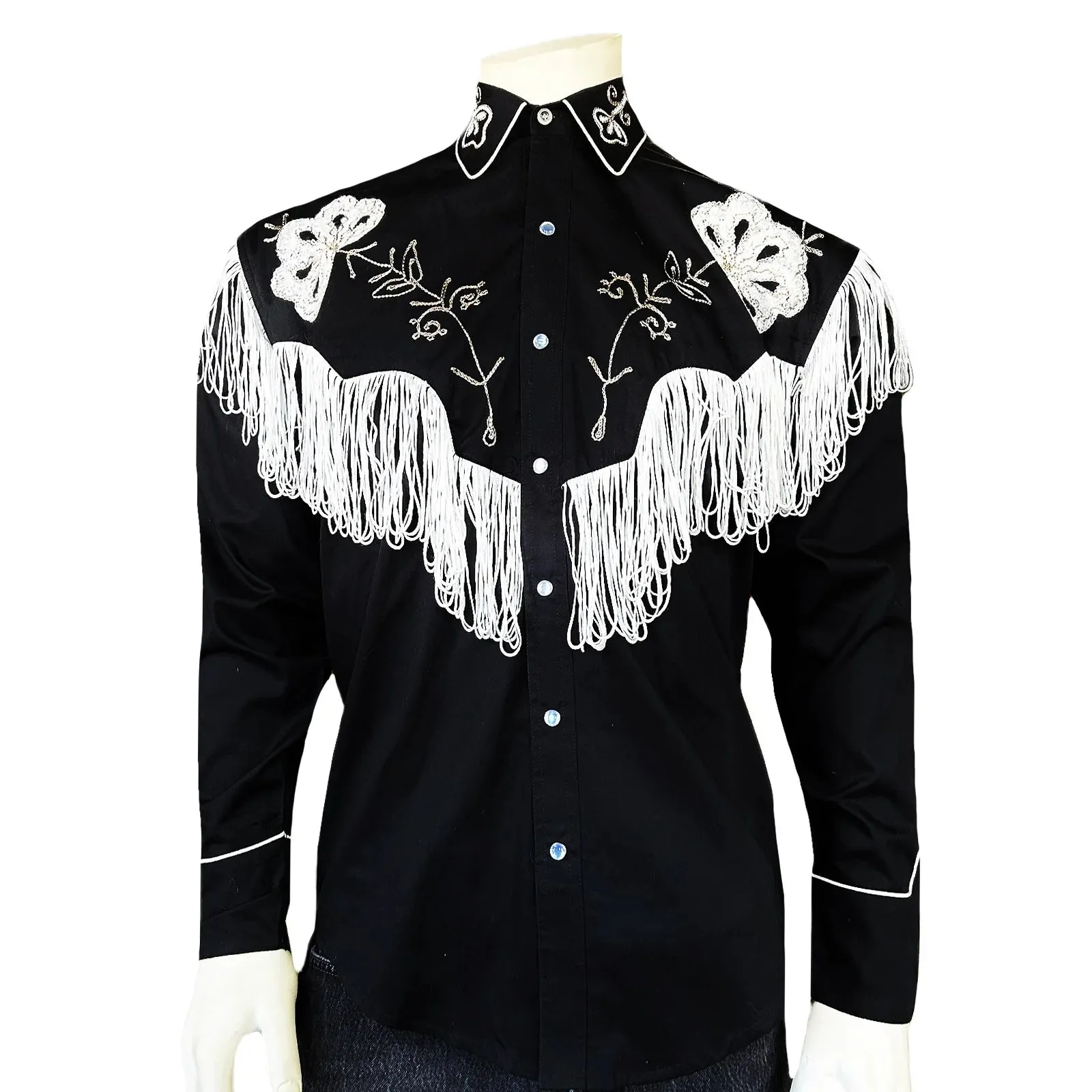 Men's Vintage Western Shirt Collection: Rockmount Fancy Fringe Black