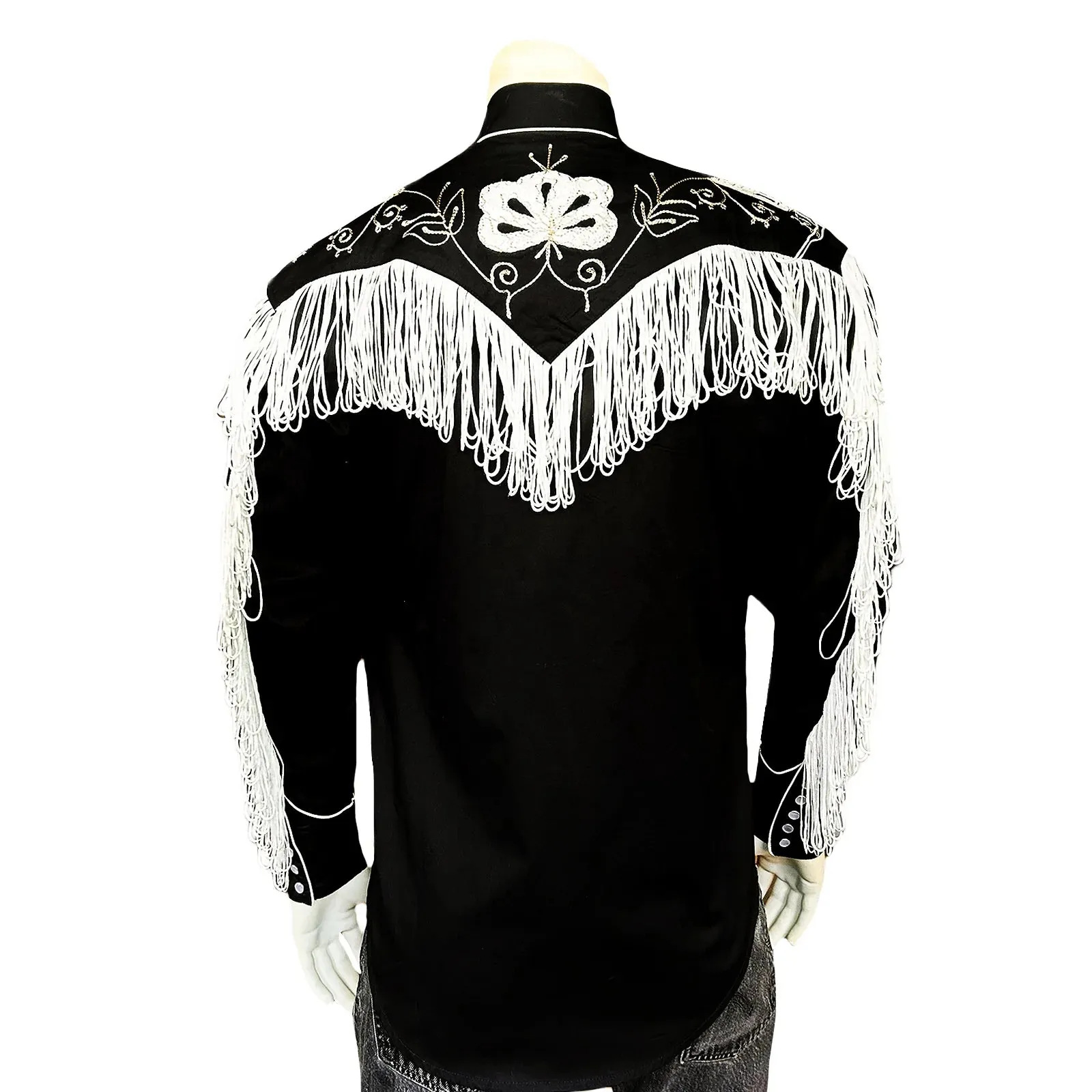 Men's Vintage Western Shirt Collection: Rockmount Fancy Fringe Black