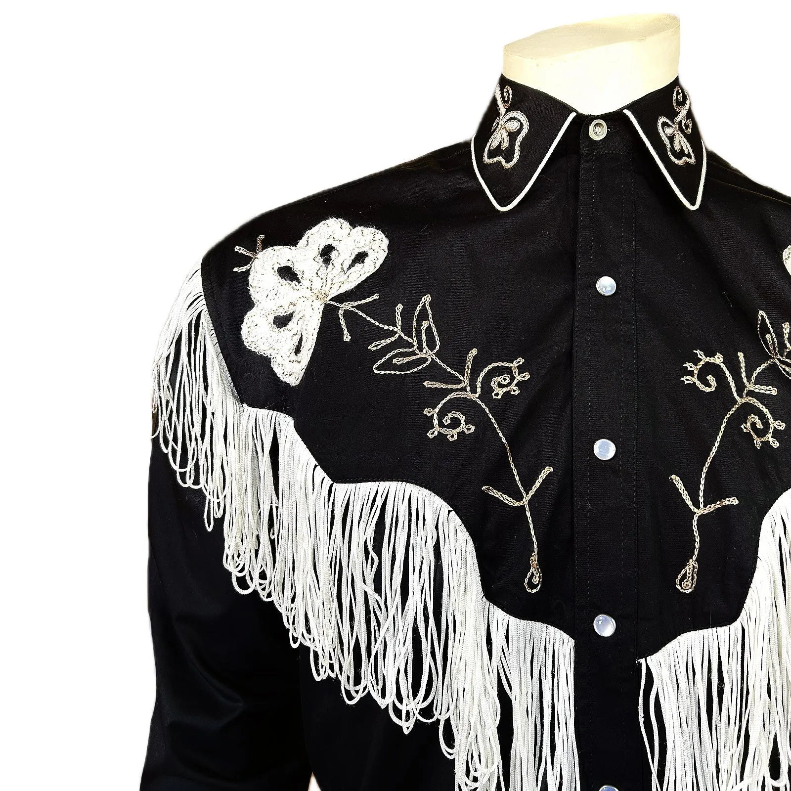 Men's Vintage Western Shirt Collection: Rockmount Fancy Fringe Black