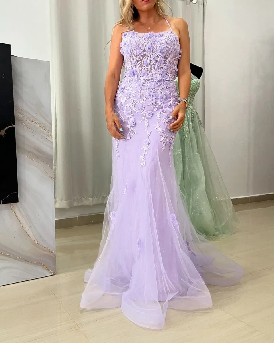 Mermaid Scoop Neck Prom Dresses with Appliques