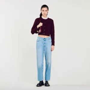 Mini Meunier Knit Cardigan With Ruffled Collar Bordeaux