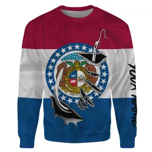 Missouri Flag Fishing Fish hook Custom All over print Sweatshirt, patriotic Fishing Shirts - HPW335