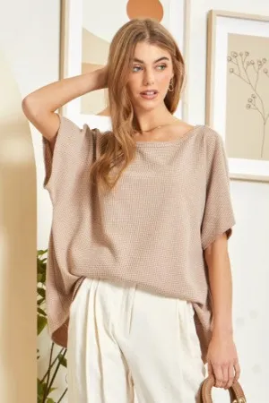 Mocha Waffle Boxy Oversize Top