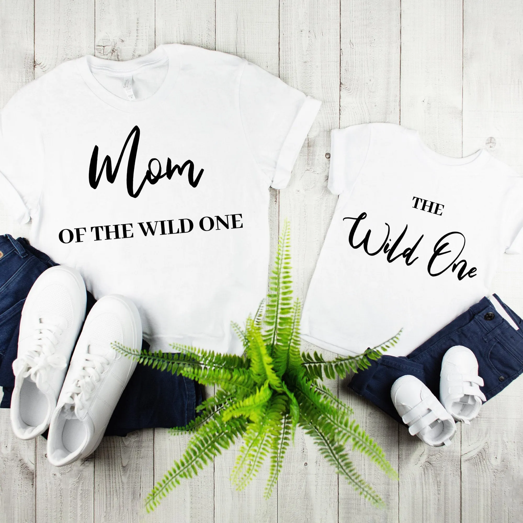 Mom and Baby Outfits, Mother Son Matching Shirts,Funny Matching Shirts,Mom of the Wild One Ladies Tee & The Wild One Toddler Tee