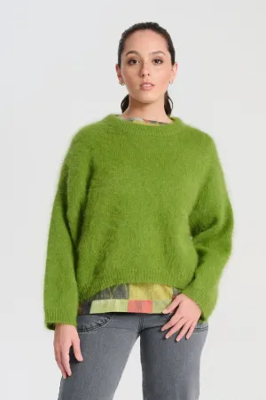 Montreal Knit Sweater Grass Green in Angora