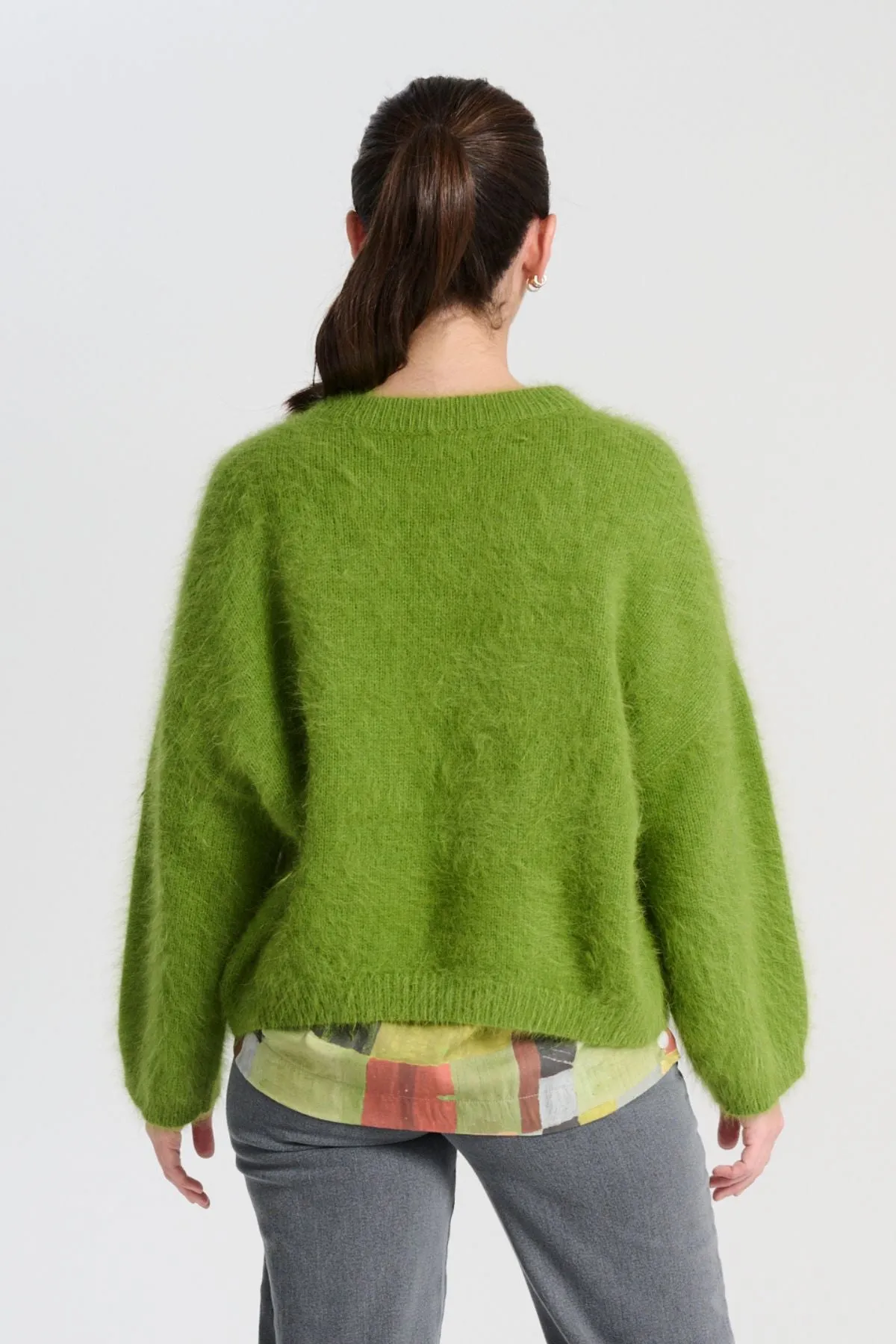 Montreal Knit Sweater Grass Green in Angora