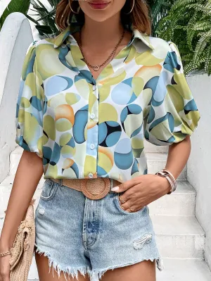 Multi Front Buttoned Shirt With Voluminous Sleeves