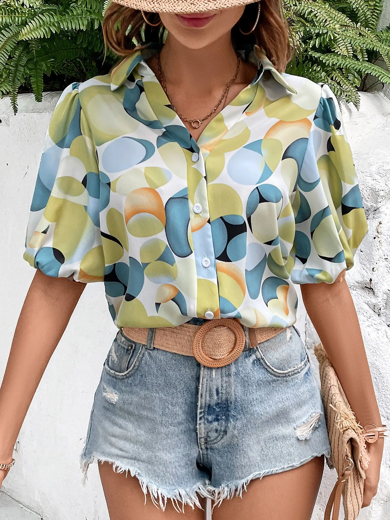 Multi Front Buttoned Shirt With Voluminous Sleeves