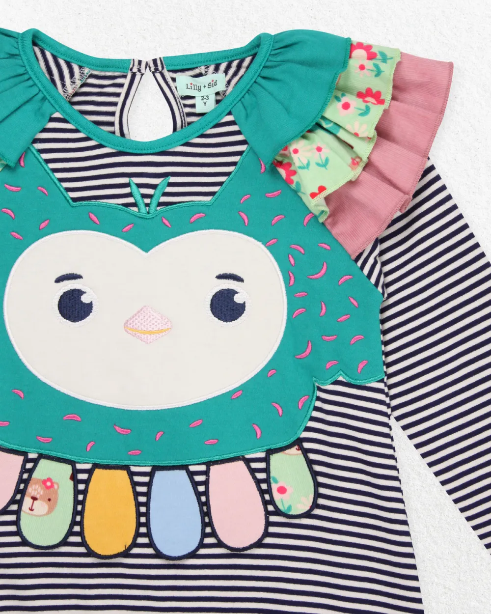 Multicoloured Owl Applique Dress